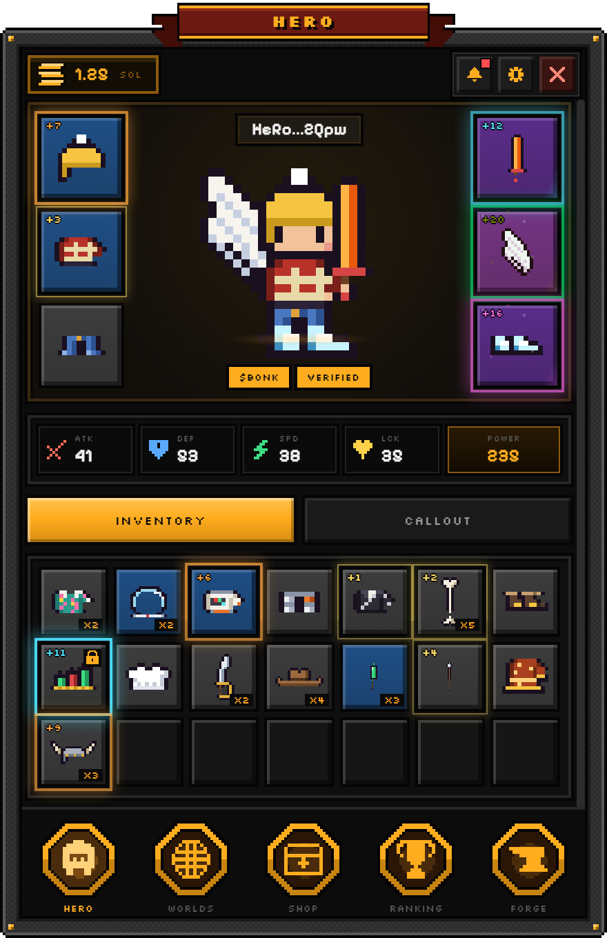 The dress your hero screen of Desktop Trade Heroes